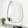 Irregular Wooden Framed Wall Mirror Modern Asymmetrical Unique Hanging Mirror Artistic Boho Mirror Decor Bathroom Vanity Bedroom Living Room Entryway Hallway 14'' x 10''