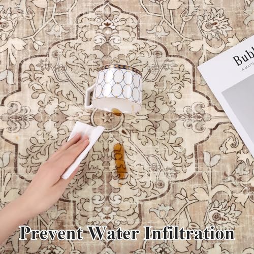 Pauwer Boho Washable Area Rug 2x3 Soft Living Room Bedroom Floor Carpet Mat Indoor Farmhouse Vintage Non Slip Accent Throw Rugs for Entryway Kitchen Dorm Dining Room - color: Beige Brown, size: 2' x 3' (Rectangular)