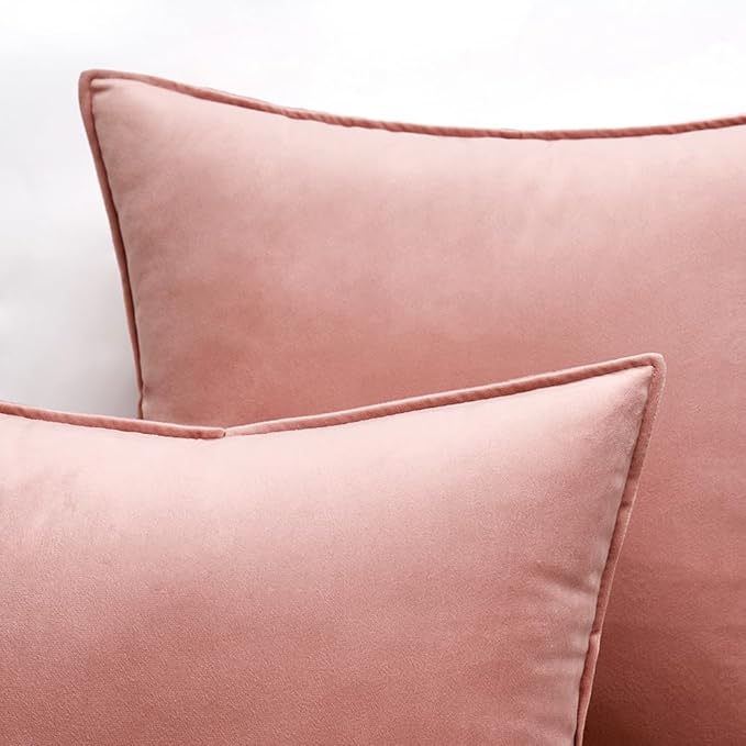 MIULEE Dark Pink Velvet Throw Pillow Covers 18x18 Soft Decorative Solid Square Cushion Cases Pack of 2 Modern Luxury Home Decor for Couch, Sofa, Bedroom