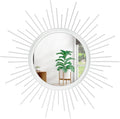 Sunburst Spoked White Large Wall Mirror Boho Home Circle Art Mirror Modern Metal Mirror for Wall Decorative Bathroom Bedroom Vanity Hallway Balcony Living room Entryway 20"