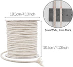 Tenn Well 5mm Macrame Cord, 165Feet Braided Cotton Rope Thick Craft Twine for Macrame Plant Hangers, Wall Hangings, Drawstrings, Clothes Lines, DIY Crafts (Beige)