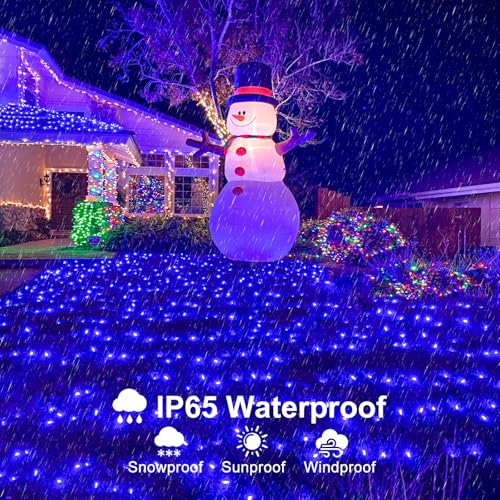 2 Pack Christmas Lights Outdoor, Total 200FT 600 LED String Lights for Outside Waterproof with 8 Modes, Connectable Plug In Fairy Lights for Indoor Patio Garden Party Holiday Decorations, Blue - color: Blue, size: 200FT 600LED