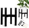 Adjustable Bamboo Plant Stand for Indoor Plants, Holder Rack Fits 8"-12" Pots for Living Room, Bedroom, Corner - Space Saving Shelf (Pot & Plant Not Included)(Black)