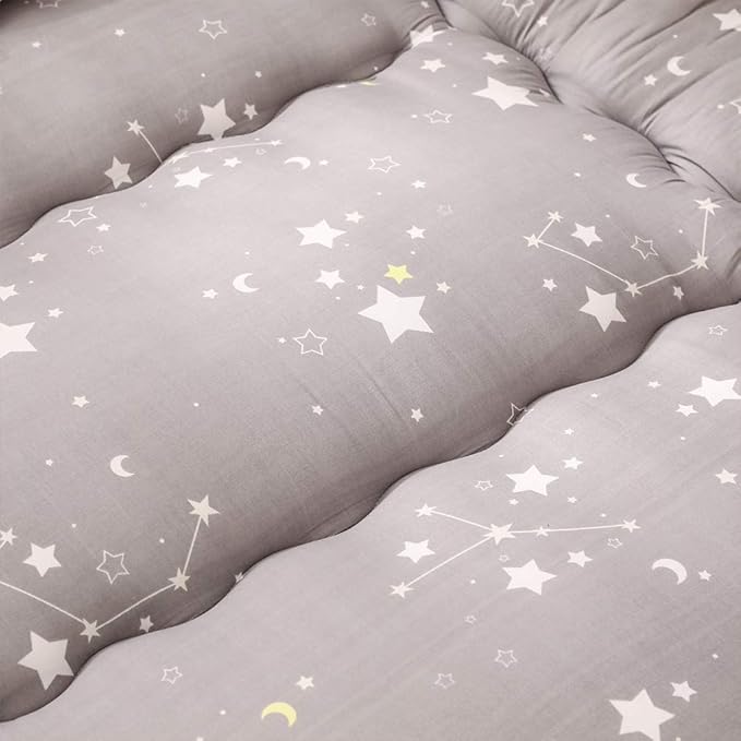 MAXYOYO Grey Constellation Japanese Futon Mattress, Tatami Mat Portable Camping Mat Kids Sleeping Pad Foldable Roll Up Floor Lounger Couch Bed with Mattress Protector Full Size