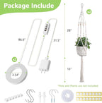 2 Pack Macrame Plant Hanger with Grow Light: Sturdy Hanging Planters for Indoor Plants, Cute Plant Holder with Plant Light, Perfect for Different Size Pots (Daylight Spectrum)