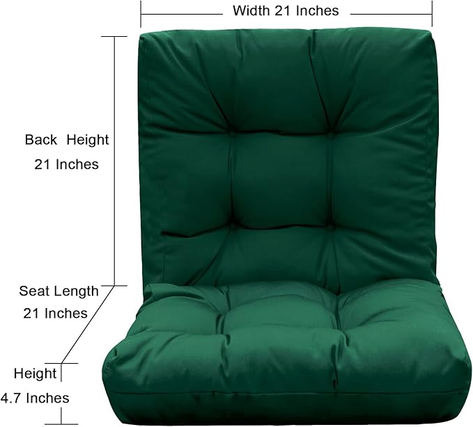 QILLOWAY Outdoor Seat/Back Chair Cushion Tufted Pillow, Spring/Summer Seasonal Replacement Cushions. (Mallard/Forest Green)