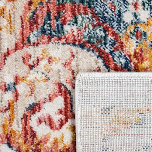 Paco Home Vintage Rug Oriental Design with Modern Ornaments in Faded Cream, Size: 4' x 5'7" - color: Cream, size: 4' x 5'7" (Rectangular)