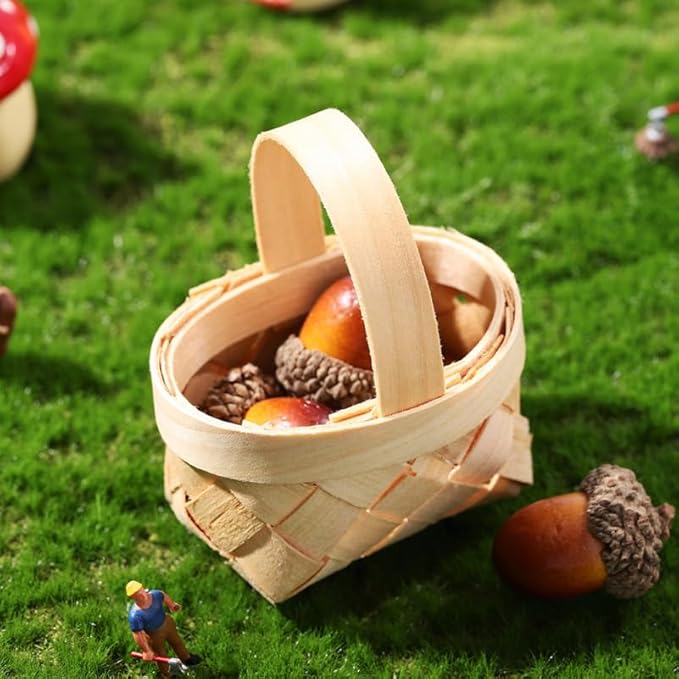 Gadpiparty 36pcs Mini Baskets Party Favor, Mini Woven Baskets With Handles, 4.72 Inch Small Tiny Wooden Candy for Weddings Holidays Easter Party Decor and Kids Crafts