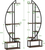 Plant Stand Shelf Rack Indoor with 6 Built in Grow Light, 7 Tiered 65" Tall Black Large Lighted Half Moon Curved Plant Stand for Indoor Growing, 2 Pack Arch Sturdy High Herb Flower Shelving