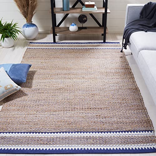 SAFAVIEH Natural Fiber Collection Accent Rug - 3' x 5', Natural & Navy, Handmade Farmhouse Boho Coastal Rustic Jute, Ideal for High Traffic Areas in Entryway, Living Room, Bedroom (NF874N) - color: Natural/Navy, size: 3' x 5' (Rectangular)