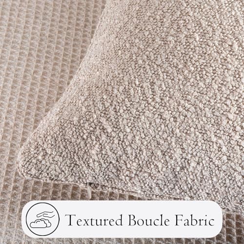 JoraLion Boucle Lumbar Pillow Cover 12x24 inch, Beige Textured Throw Pillow Cover Cushion Case for Sofa Bed Couch Living Room, Pack of 1 (Cover Only) - color: Beige, size: 24" x 12" (Pack of 1)