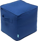 QILLOWAY Indoor/Outdoor Inflatable Stool, Ottoman Pouf Cube 16",All Weather Foot Rest for Camping or Home (Royal Blue/Classic Blue)
