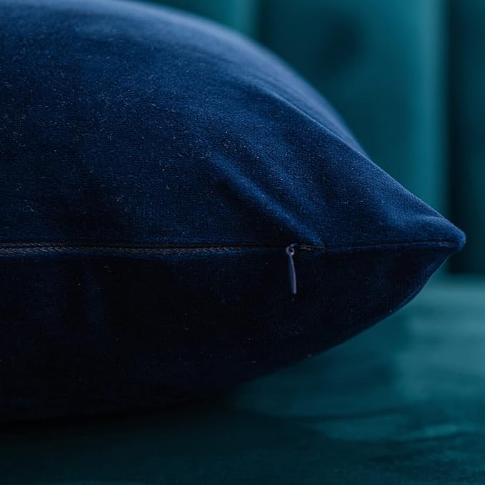 Throw Pillow Covers 16x16 Navy Blue: Pack of 2 Cozy Soft Velvet Square Modern Luxury Decorative Throw Pillow Cases for Sofa Couch Living Room Bed Home Decor
