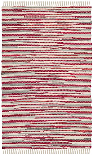 SAFAVIEH Rag Rug Collection Accent Rug - 3' x 5', Red & Multi, Handmade Boho Stripe Cotton, Ideal for High Traffic Areas in Entryway, Living Room, Bedroom (RAR129R) - color: Red/Multi, size: 3' x 5' (Rectangular)