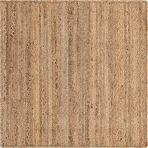 Rugs.com - Braided Jute Rug – 4 Ft Square Natural Jute Area Rug – Eco-Friendly Coastal Decor for Entryways, Bedrooms, and Home Offices - size: 4' x 4' (Square)