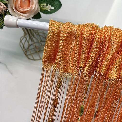 ave split 100cmX200cm Decorative Door String Curtain Beads Wall Panel Fringe Window Room Divider Blind for Wedding Coffee House Parts Door Divider Beads Tassel Screen Decoration (Orange 25) - color: Orange 25