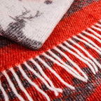 LYHome Merino Wool Blanket - Warm Throw for Cold Weather, Warmest Travel Outdoor Camping Blankets, Picnic Army and Military Throws, Comforter Soft & Cozy (55" x 79" Red with White Raindeers) - color: Red With White Raindeers