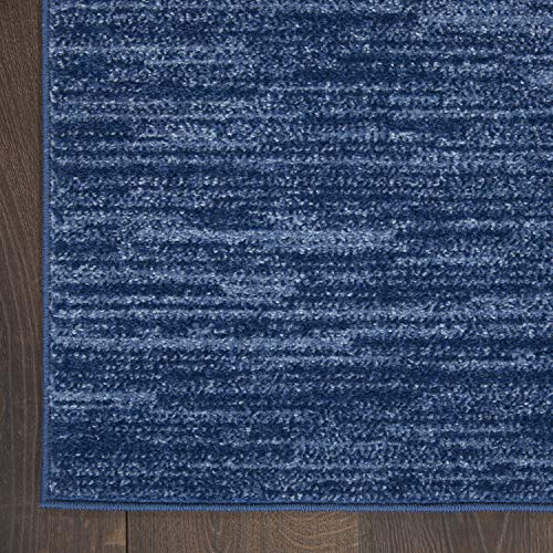 Nourison Home Nourison Essentials Navy Blue 2'2" x 7'6" Area Rug - Easy Clean, Non Shedding, Bed Room, Living Room, Dining Room, Kitchen (8' Runner) - color: Navy Blue, size: 2'2" x 7'6" (Runner)