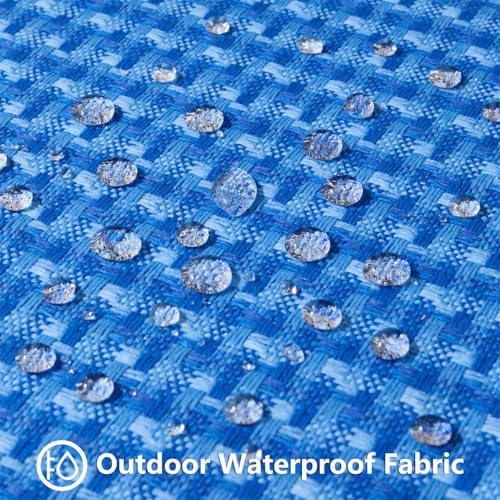 UGASA Outdoor Waterproof Pillow Covers Pack of 2 Weaving Texture Water Resistant Outside Decorative Pillow Cases for Patio Garden Porch Yard Bench Tent 16x16 Inch, Blue - color: Blue, size: 16" x 16" (Pack of 2)