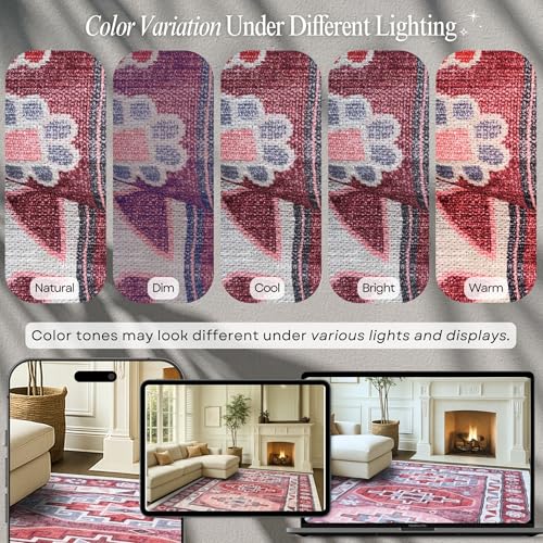 Turkish Rug. Washable Vintage Oriental Antique Inspired Traditional Doormat Small Modern Area Rugs Luxury Entryway Entry Bedroom Bathroom Kitchen (378RR, 2' x 3') - color: 378rr, size: 2' x 3' (Rectangular)