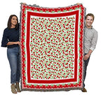 Pure Country Weavers Strawberry Festival Blanket - Garden Floral Gift Tapestry Throw Woven from Cotton - Made in the USA (72x54) - color: Strawberry