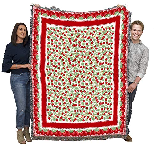 Pure Country Weavers Strawberry Festival Blanket - Garden Floral Gift Tapestry Throw Woven from Cotton - Made in the USA (72x54) - color: Strawberry