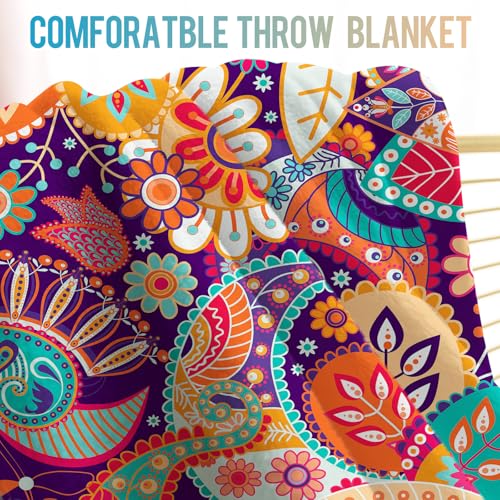 Levens Bohemia Blanket Gifts for Women Girls, 80"x60" Boho Floral Throw Blanket Decor for Couch Home Bedroom Living Room Birthday, Soft Comfort Smooth Flannel Lightweight Throw Blanket - color: Bohemia Red1, size: 60"x80"