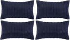 Fancy Homi 4 Packs Navy Blue Decorative Throw Pillow Covers 12x24 Inch for Living Room Couch Bed Sofa, Rustic Modern Farmhouse Boho Home Decor, Soft Plush Corduroy Cute Square Cushion Case 30x60 cm