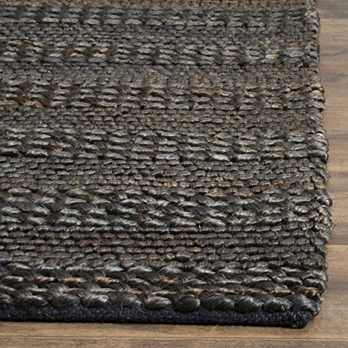 SAFAVIEH Natural Fiber Collection Accent Rug - 2'3" x 4', Charcoal, Handmade Jute, Braided Woven Design, Ideal for Entryway, Living Room, Bedroom (NF212C) - color: Charcoal, size: 2'3" x 4' (Rectangular)
