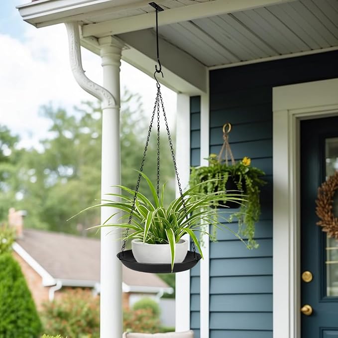 ARTORA Metal Plant Hanger, Indoor Decorative Wall Plant Hanging Basket Black Pot Holder Ceiling Flower Planter Hanging Chain with Long Hook (1 Pack)