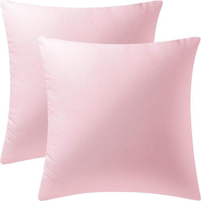 2 Pack 18x18 Pillow Cover Velvet Pillow Covers, Square Throw Pillow Covers for Living Room Decorations Throw Pillow Case, Throw Pillow Cover Cushion Cover for Sofa Bedroom Car, Bright Pink