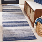 SAFAVIEH Striped Kilim Collection Runner Rug - 2'3" x 8', Grey & Blue, Flat Weave Cotton Design, Easy Care, Ideal for High Traffic Areas in Living Room, Bedroom (STK804M) - color: Grey/Blue, size: 2'3" x 8' (Runner)