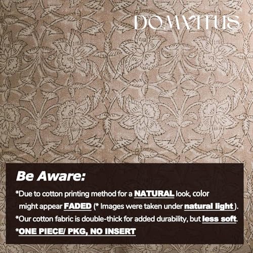 DOMVITUS Floral Pillow Covers 18x18 Throw Pillow Covers Block Print Vintage Decorative Neutral Pillow Cover for Couch Bed Living Room Light Camel 1PC - color: Light Camel, size: 18" x 18" (Pack of 1)