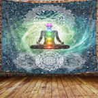 DYNH Meditation Tapestry, Yoga Decor Small Tapestry Wall Hanging for Bedroom, Lotus Tapestries Poster Beach Blanket College Dorm Home (60W X 40H) - size: 40"L x 60"W