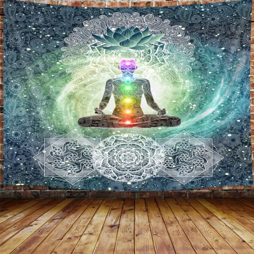 DYNH Meditation Large Tapestry, Yoga Decor Tapestry Wall Hanging for Bedroom, Lotus Tapestries Poster Beach Blanket College Dorm Home (90W X 70H) - size: 70"L x 90"W
