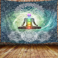 DYNH Meditation Large Tapestry, Yoga Decor Tapestry Wall Hanging for Bedroom, Lotus Tapestries Poster Beach Blanket College Dorm Home (90W X 70H) - size: 70"L x 90"W
