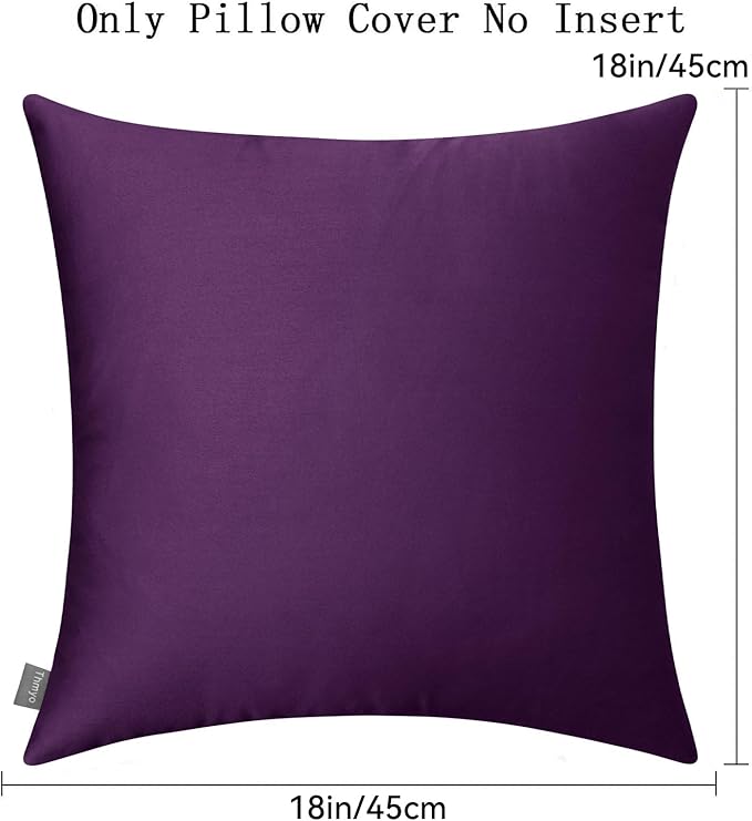 4-Pack 100% Cotton Comfortable Solid Decorative Throw Pillow Case,Thmyo Square Cushion Cover Pillowcase Sublimation Blank Pillow Covers DIY Throw Pillowcase for Couch Sofa(18x18 inch/ 45x45cm,Violet)