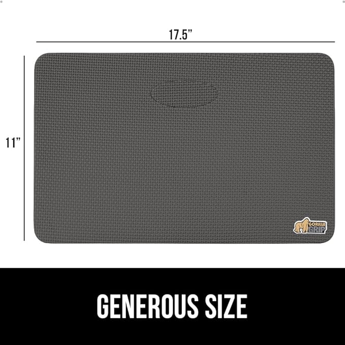 GORILLA GRIP Extra Thick Patent Pending Supportive Foam Kneeling Pad, 2 PK, Large Cushion Knee Pads for Gardening, Baby Bath, Dirt and Water Resistant, Workout, Garden Supplies, 17.5x11, Charcoal
