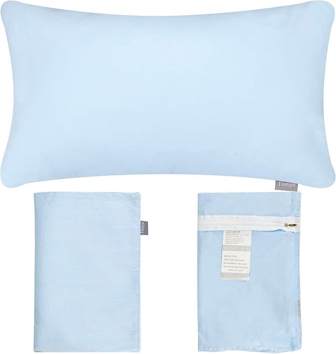 4-Pack 100% Cotton Lumbar Comfortable Solid Decorative Throw Pillow Case,Thmyo Rectangle Cushion Cover Pillowcase Sublimation Blank Pillow Covers DIY Throw Pillowcase(12x20inch/30x50cm, Light Blue)