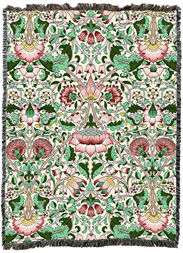 Pure Country Weavers William Morris Lodden Rose Blanket - Arts & Crafts - Gift Tapestry Throw Woven from Cotton - Made in the USA (72x54) - color: Rose, size: Large