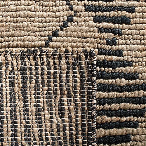 SAFAVIEH Bohemian Collection 2'6" x 8' Beige / Black BOH703Z Handmade Moroccan Tribal Jute Runner Rug - size: 2'6" x 8' (Runner)