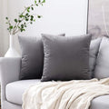 MIULEE 24x24 Inch Euro Sham Velvet Pillow Covers, Set of 2 Large Square Decorative Pillows -Dark Grey Super Soft for King Bed, Sofa, Couch, Accent Chairs with Hidden Zipper