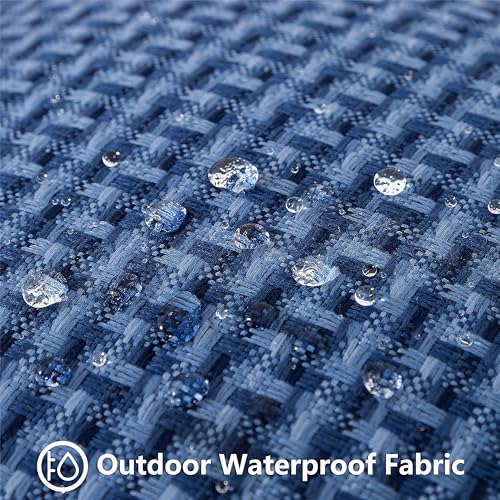 UGASA Outdoor Waterproof Pillow Covers Pack of 2 Weaving Texture Water Resistant Outside Decorative Pillow Cases for Patio Garden Porch Yard Bench Tent 18x18 Inch, Navy Blue - color: Navy Blue, size: 18" x 18" (Pack of 2)