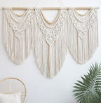 oiikain Large Handmade Boho Macrame Wall Hanging Tapestry - Chic Bohemian Woven Home Decor art for Living Room, Bedroom, and Wedding Parties (43''x32'', Wooden beads)