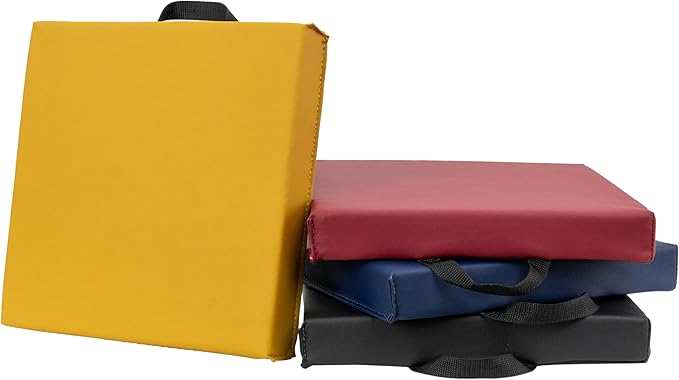 FDP SoftScape 12 inch Square Toddler Floor Cushions with Handles Flexible Seating for Daycare, Preschool, Playroom 1.5 inch Deluxe Foam (4-Piece) - Volcano