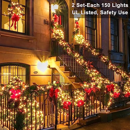 Brizled Christmas Lights, 300 Count 69.6ft Warm White Incandescent Christmas Lights Connectable, Clear Xmas Light, UL Listed Mini Light String Outdoor Xmas Tree Light for Indoor Outside Decor - color: Warm White - Green Wire