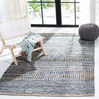 SAFAVIEH Cape Cod Collection Accent Rug - 4' x 6', Natural & Blue, Handmade Flat Weave Coastal Braided Jute, Ideal for High Traffic Areas in Entryway, Living Room, Bedroom (CAP353A) - size: 4' x 6' (Rectangular)