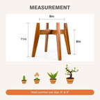 Acacia Wood Plant Stand for 9 Inch Pots, Mid Century Modern Indoor Plant Stand, Solid Hardwood, Non-Adjustable Flower Pot Holder for Home and Patio Décor