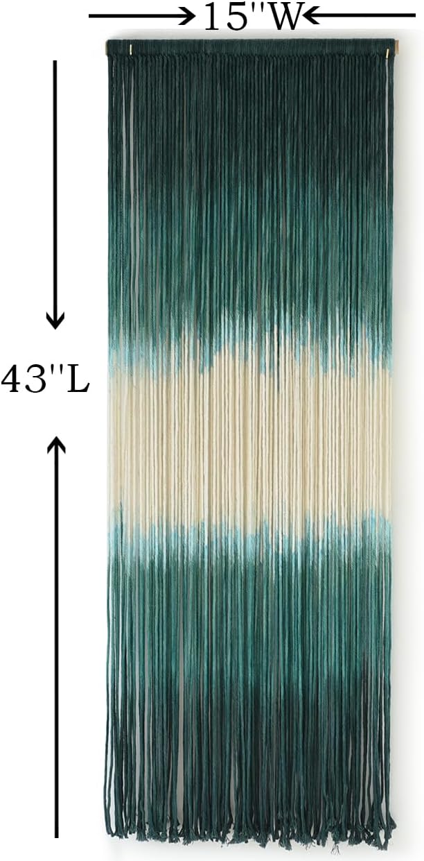 Macrame Wall Hanging Green Boho Handmade Ombre Wall Art Decor for Living Room Bedroom Fiber Art 15''W*39''L