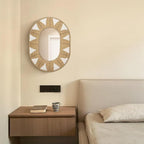 Briful Bohomain Wall Mirror Oval Decorative Mirror Seagrass Wall-Mounted Mirror Farmhouse Home Décor, Hanging Wall Art for Living Room Bedroom Dining Room, Size-16.54''x12.6''